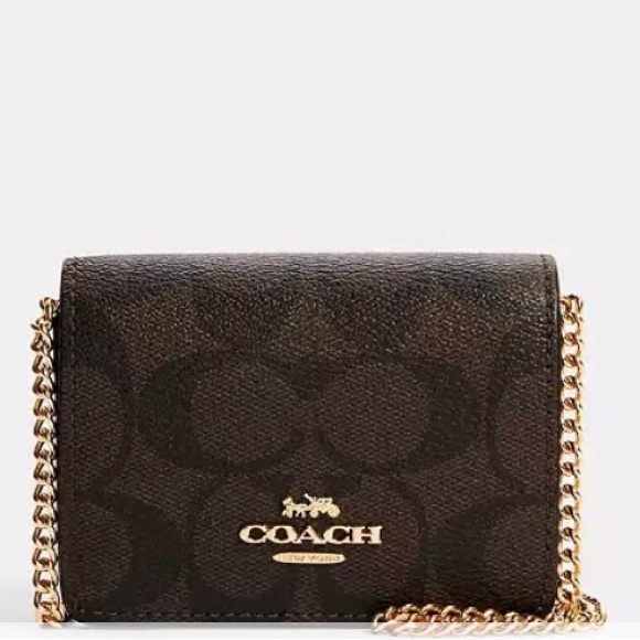 Coach Handbags - Coach Mini Wallet 🪪 On A Chain In Signature Canvas